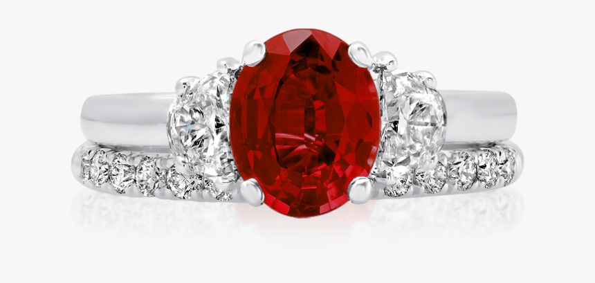 Ruby Engagement Ring With Moon Cut Side Diamonds - Pre-engagement Ring, HD Png Download