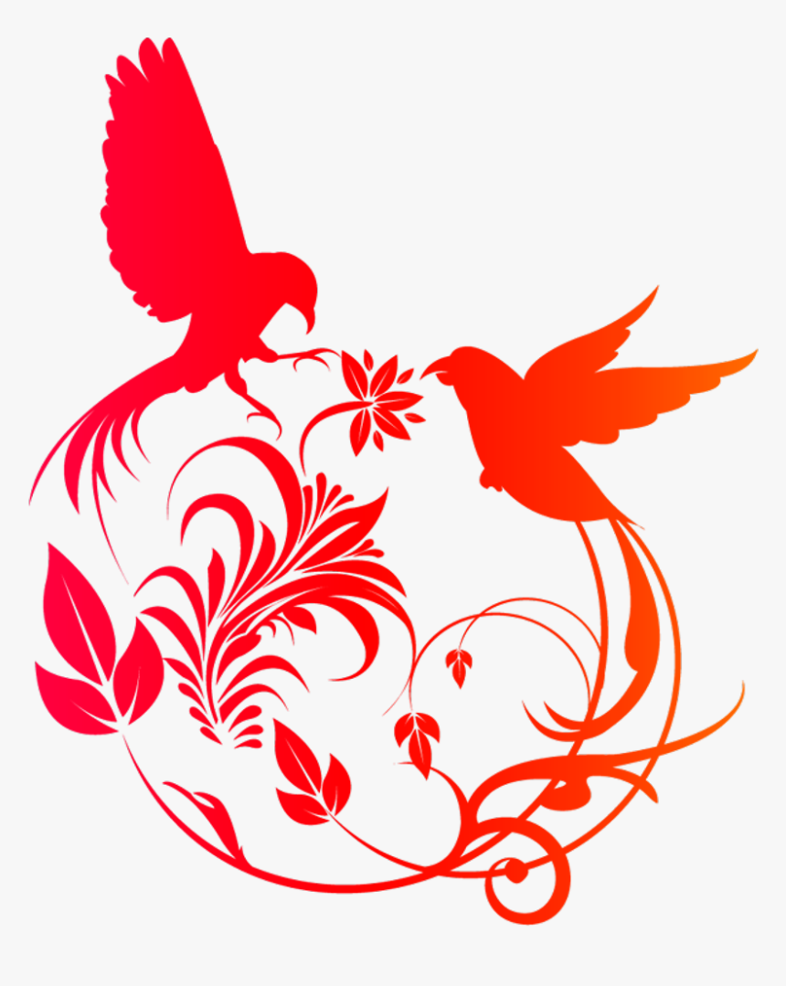 Stencil Flower And Birds Clipart , Png Download - Swirl Birds Png, Transparent Png