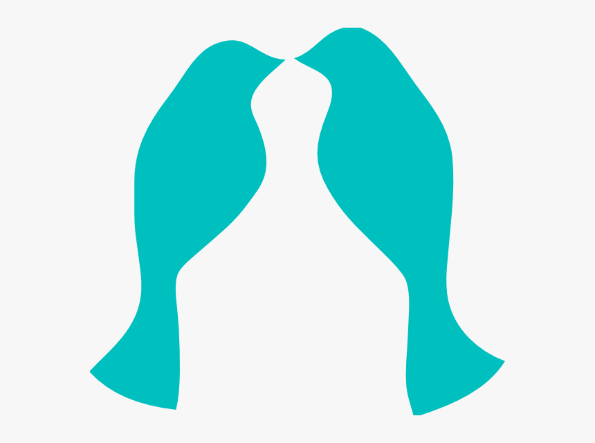Cliparts Similar To Turquoise Clipart Bird Silhouette - Silhouette Wedding Birds Kissing, HD Png Download