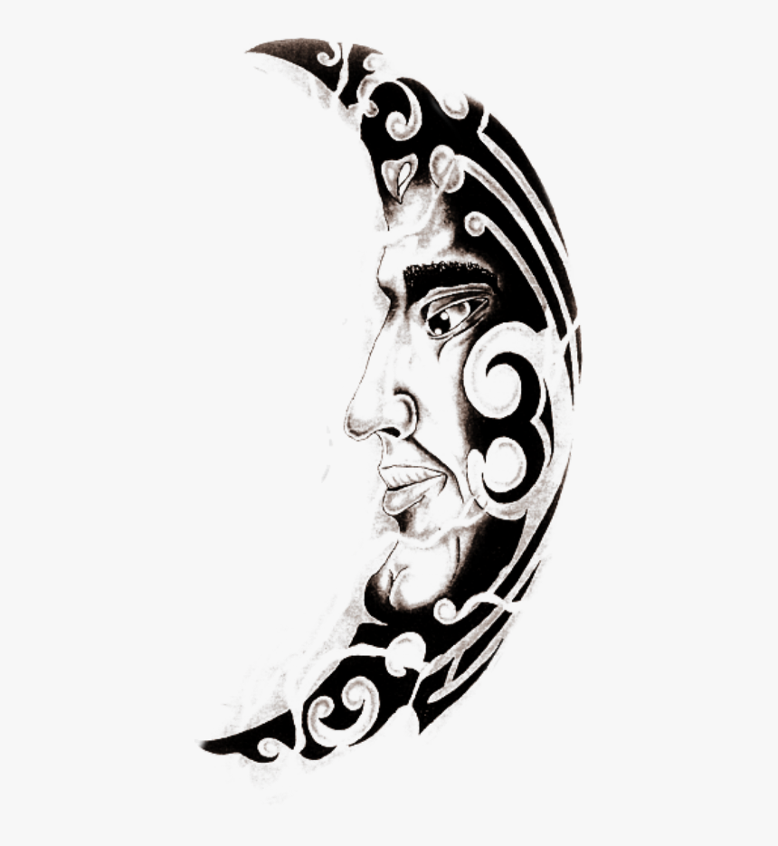 Transparent Half Moon Clipart - Moon Man Tattoo, HD Png Download