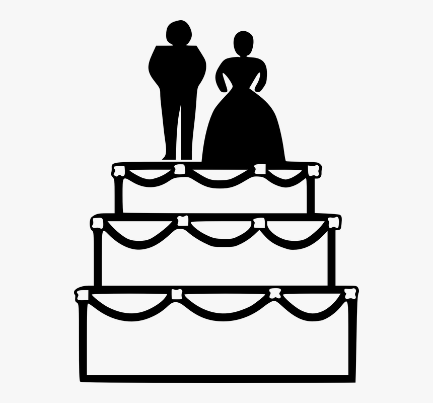 Cake, Wedding, Bride, Groom, Marriage, Celebration - Clipart Wedding Cake, HD Png Download