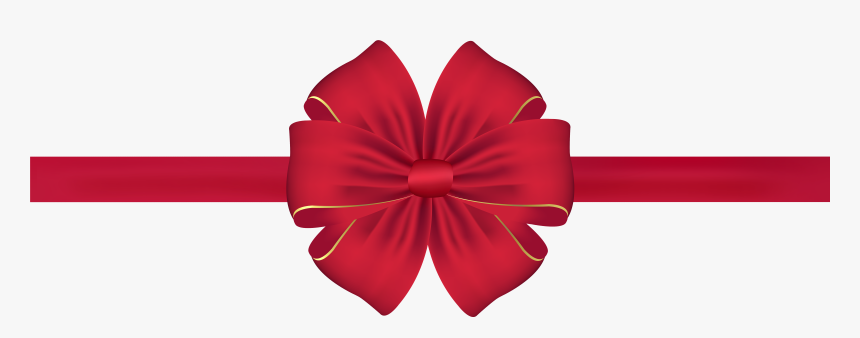 Red Bow With Art - Satin, HD Png Download