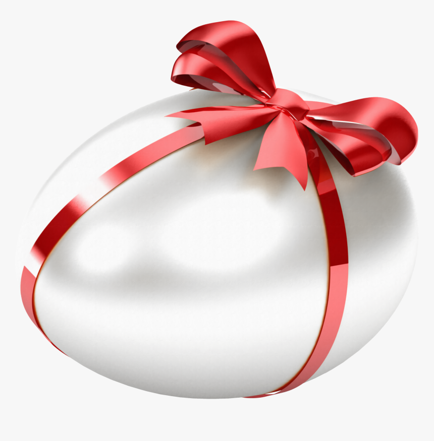 White Easter Egg With Red Bow Transparent Png Clipart - White Easter Eggs Png, Png Download