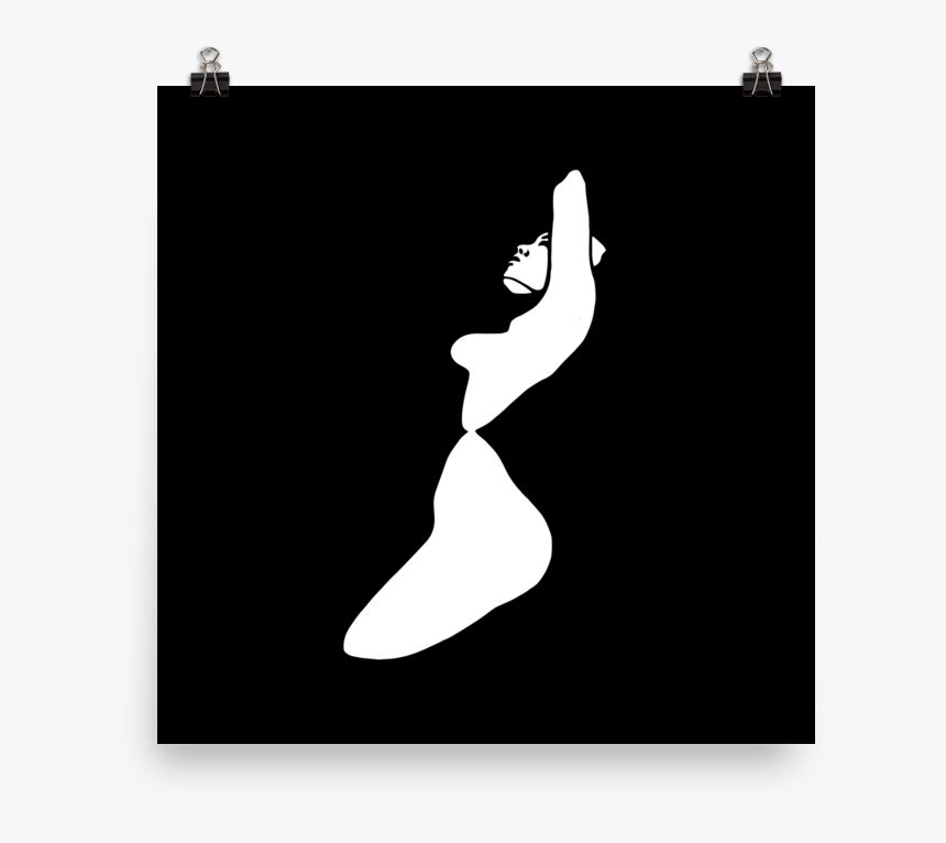 Sexy Naked Girl Black And White Silhouette Wall Art - Ice Skating, HD Png Download