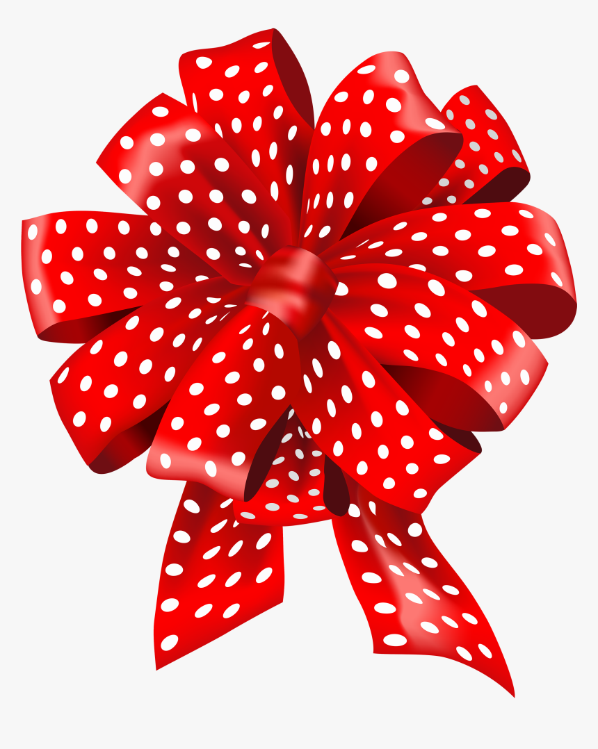 Red Dotted Bow Png Clipart - Ribbon, Transparent Png