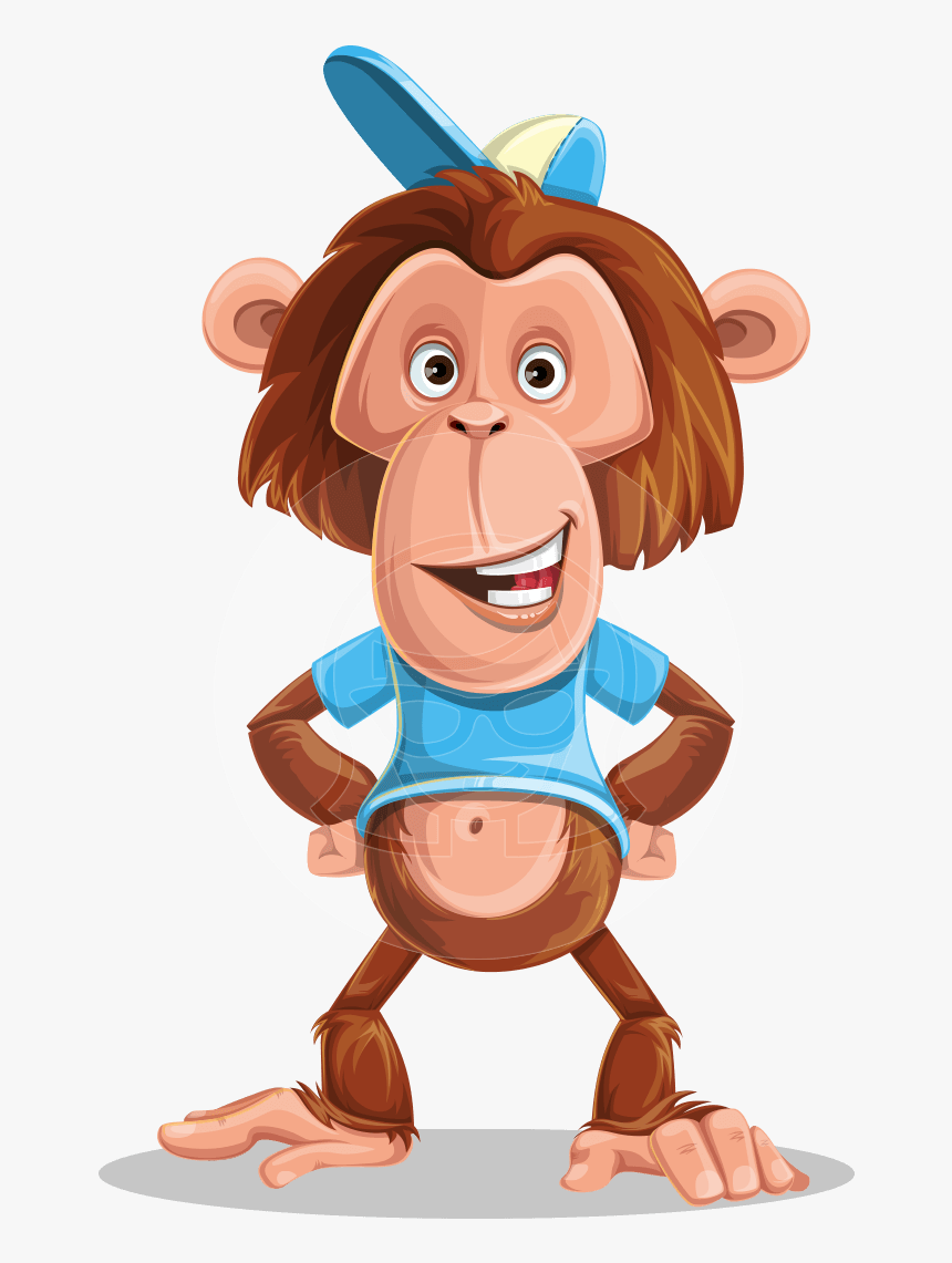 Macaque Monkey With T-shirt And A Hat Cartoon Vector - Cartoon, HD Png Download