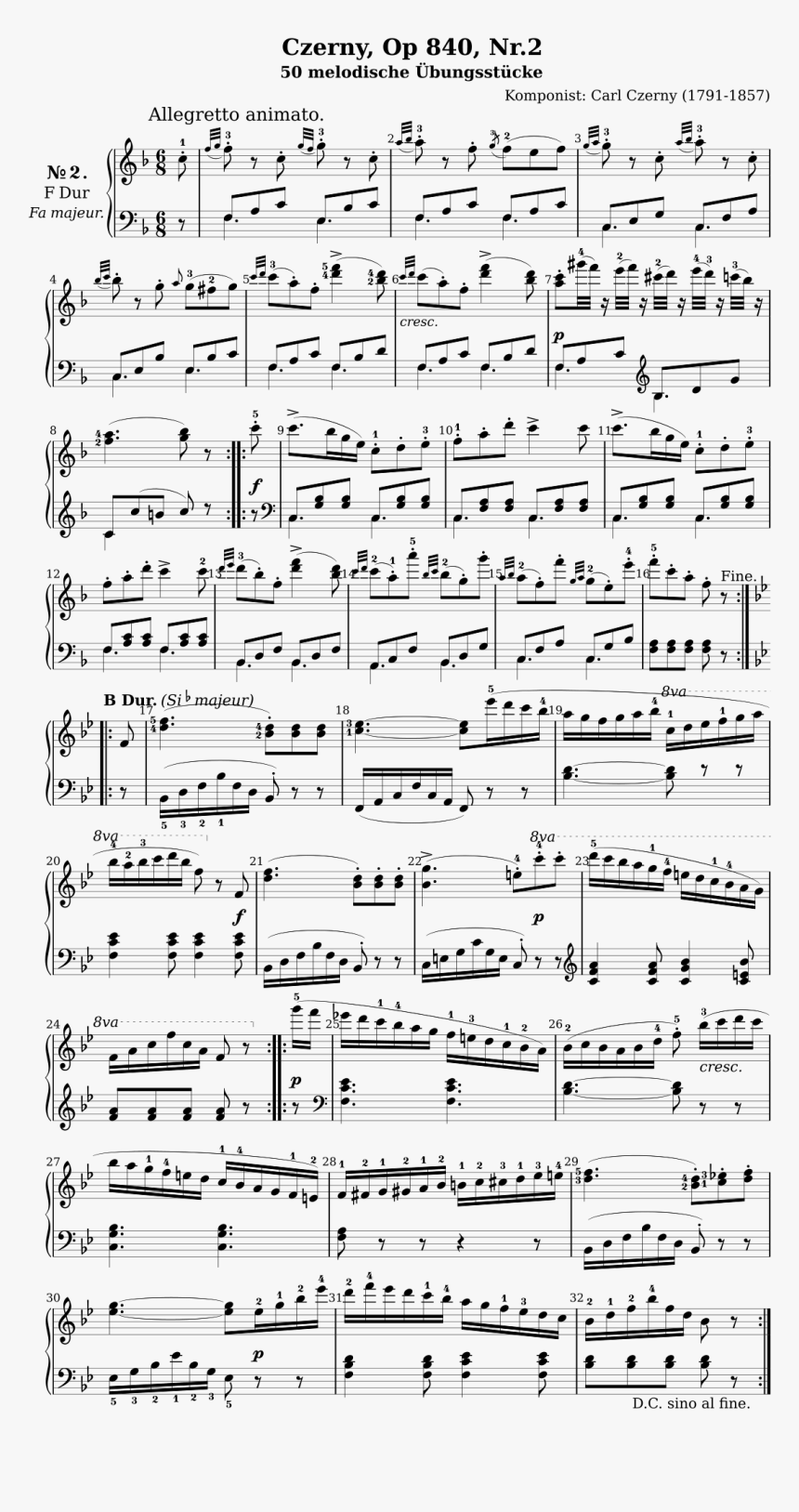 Carl Czerny, Op 840, Nr - Sheet Music, HD Png Download
