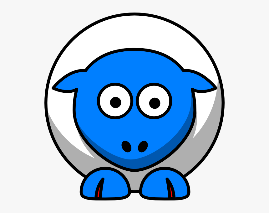Sheep Looking Straight White With Bright Blue Face - Fat Cartoon Sheep, HD Png Download