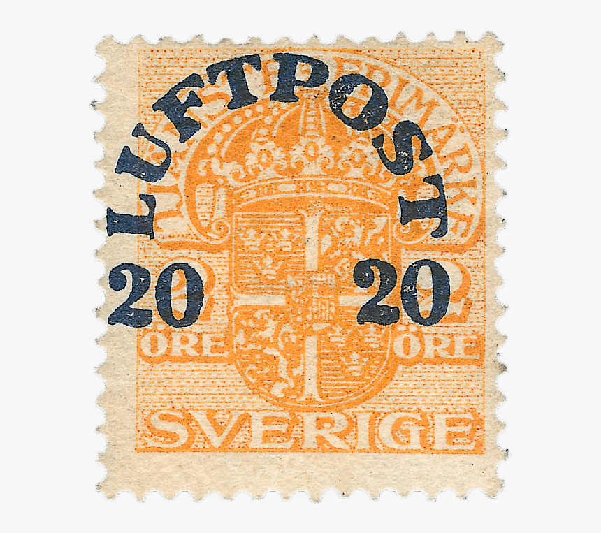 20o On 2o Orange Air Post Stamp, - Rare 2 Ore Sverige Stamps, HD Png Download