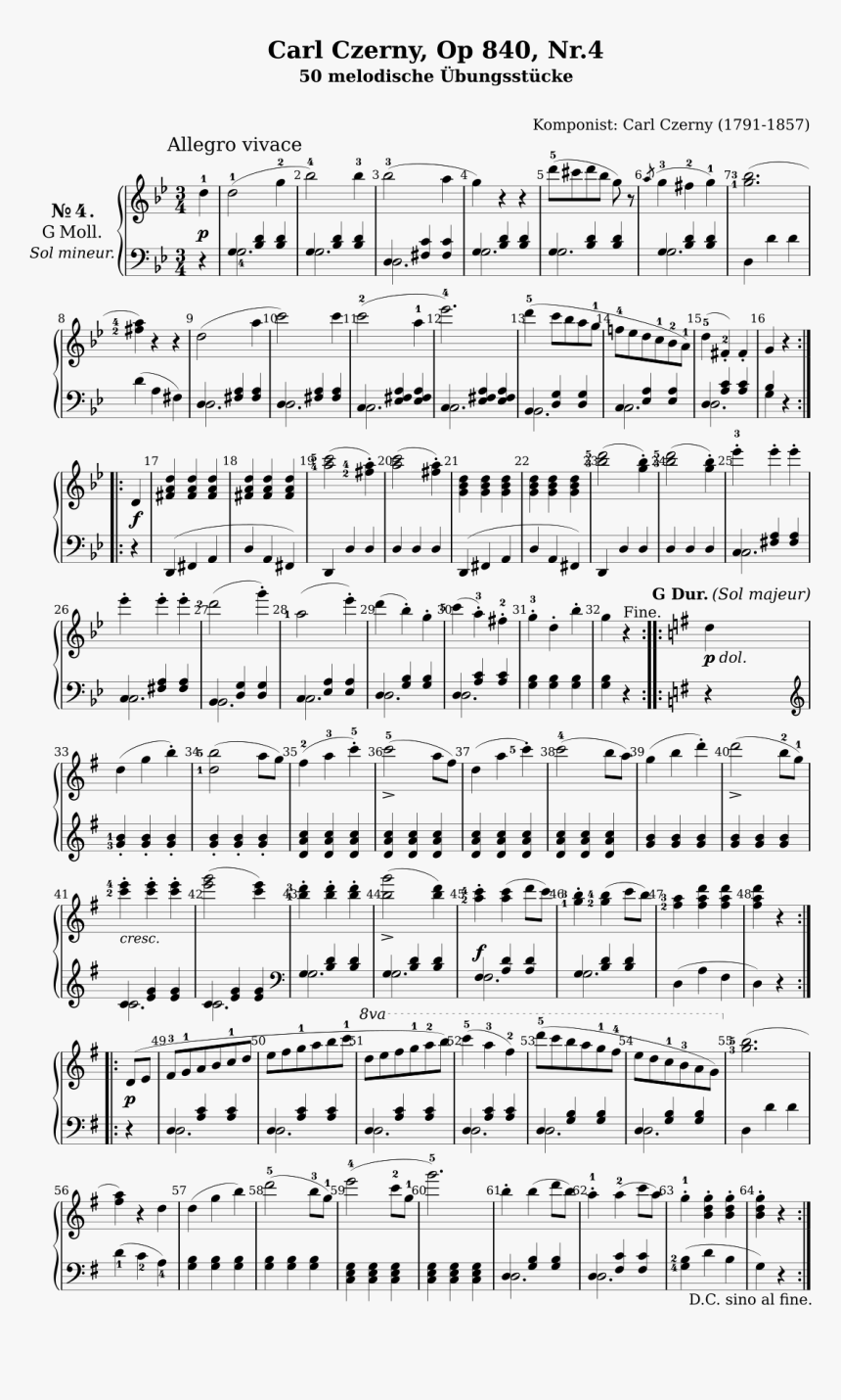 Carl Czerny, Op 840, Nr - Sheet Music, HD Png Download
