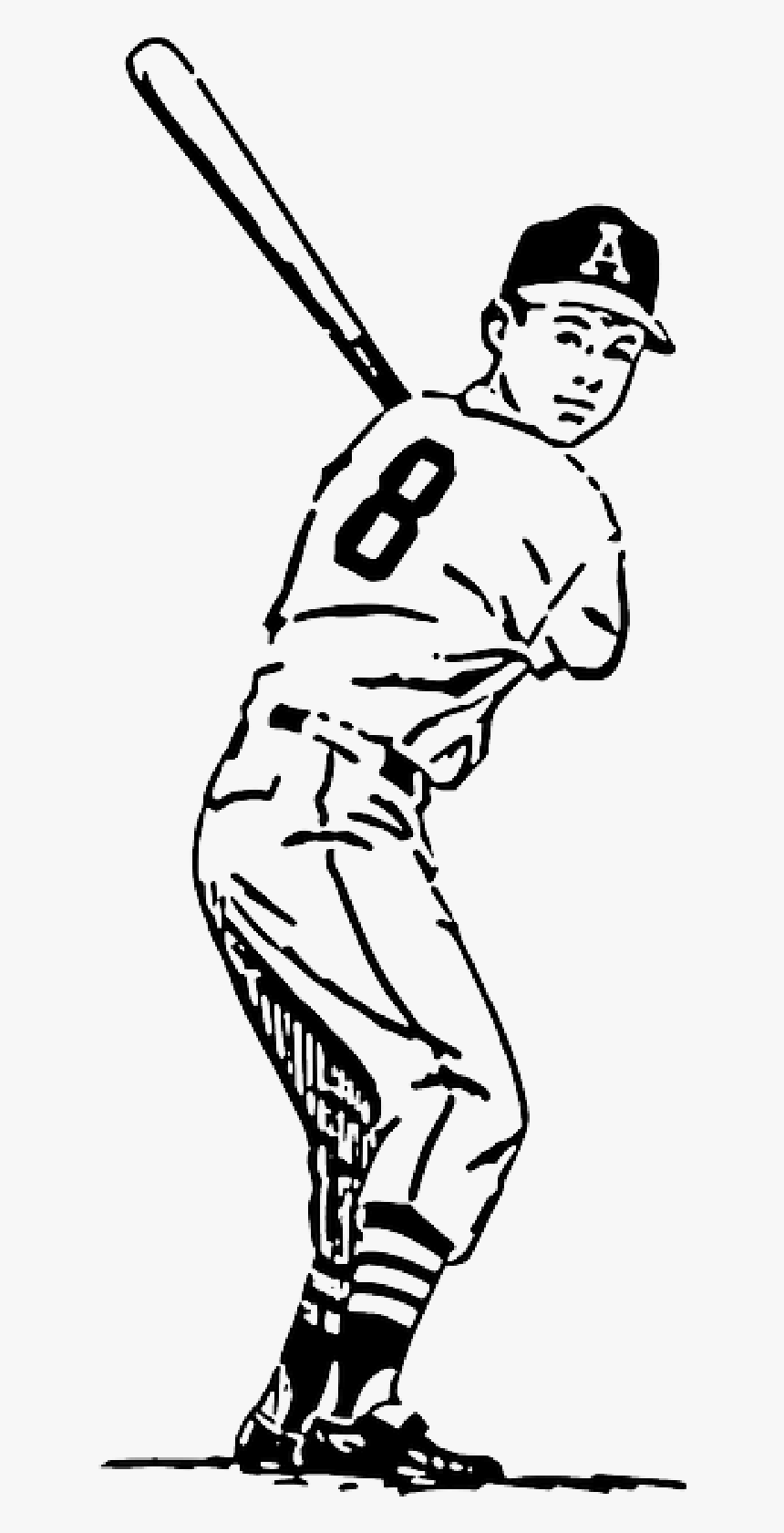 Outline, Drawing, Cartoon, Sports, Baseball, Player, HD Png Download