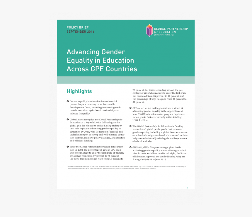 Advancing Gender Equality In Education Across Gpe Countries, HD Png ...