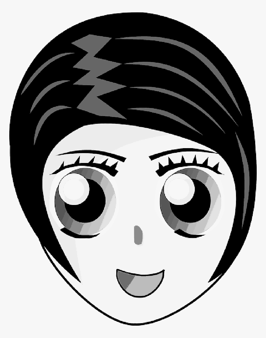 Clip Art , Png Download - Black Hair Black Eyes Cartoon, Transparent Png