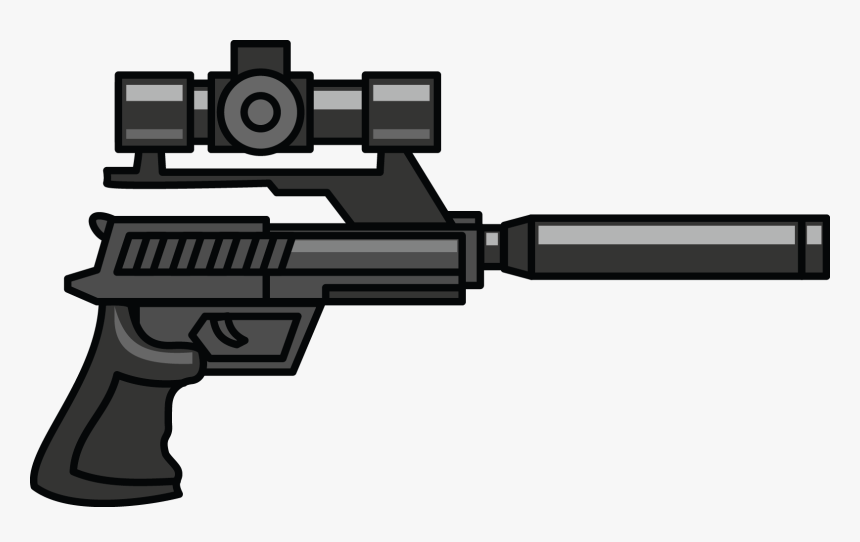 Gun Snipers Pencil And - Pistol With Silencer And Scope, HD Png Download