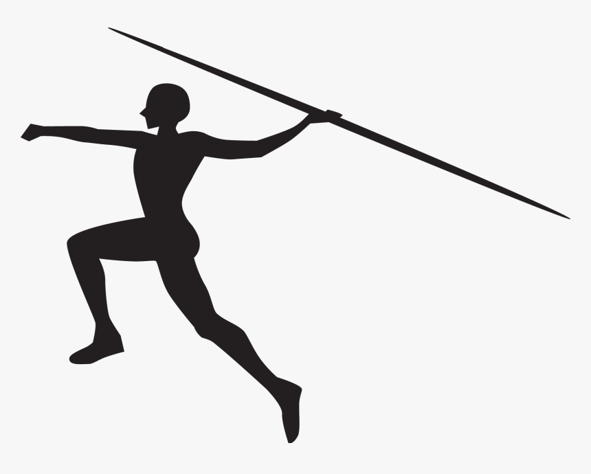 Javelin Throw Silhouette Sports Track & Field - Javelin Throw Black And White Clipart, HD Png Download