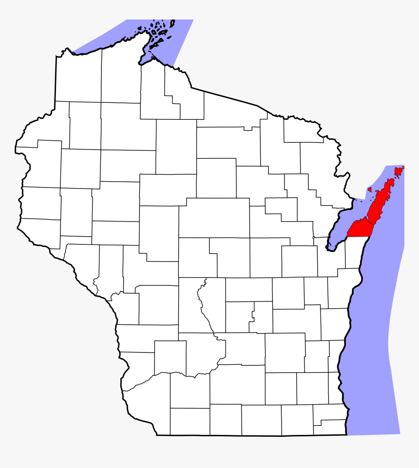 Transparent Wisconsin Silhouette Png - Door County Wisconsin Map, Png Download