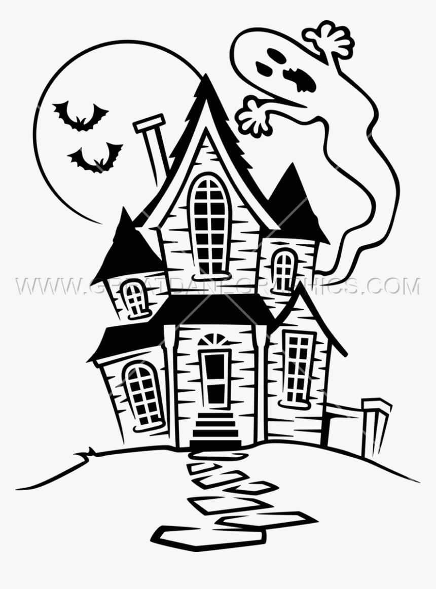 Haunted House Production Ready Artwork For T Shirt - Drawing Of A Haunted House, HD Png Download