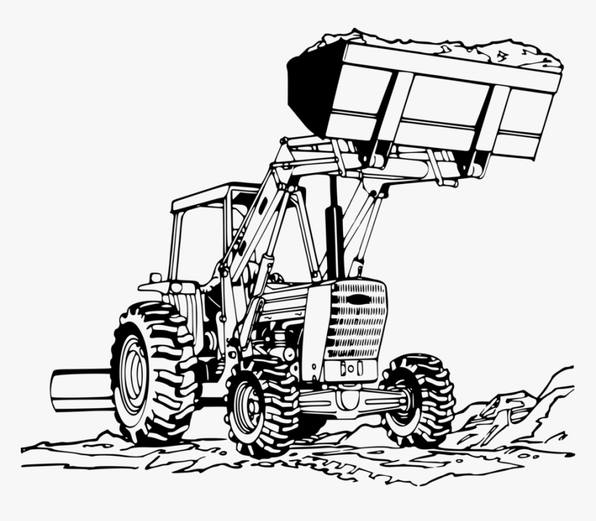Transparent John Deer Tractor Clipart - Front End Loader Drawing, HD Png Download