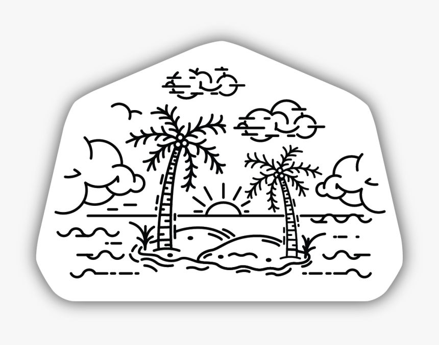 Palm Tree Island Sticker - Illustration, HD Png Download