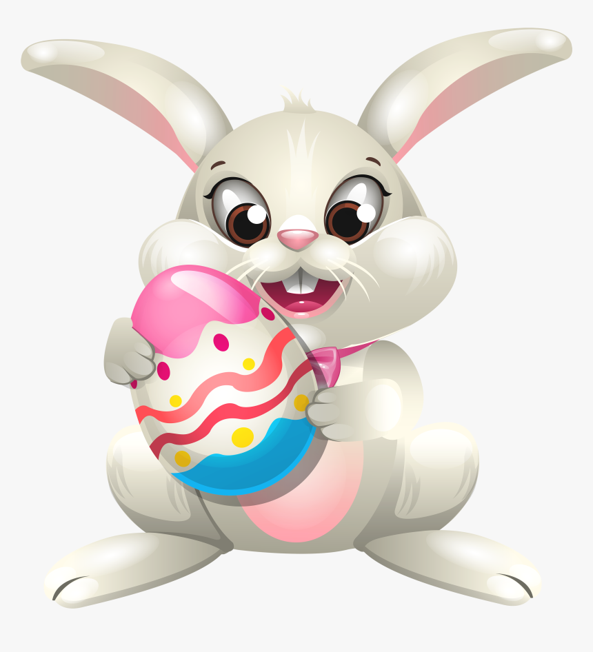 Easter Bunny Whit Egg Png Clip Art - School Holiday Sale Easter, Transparent Png