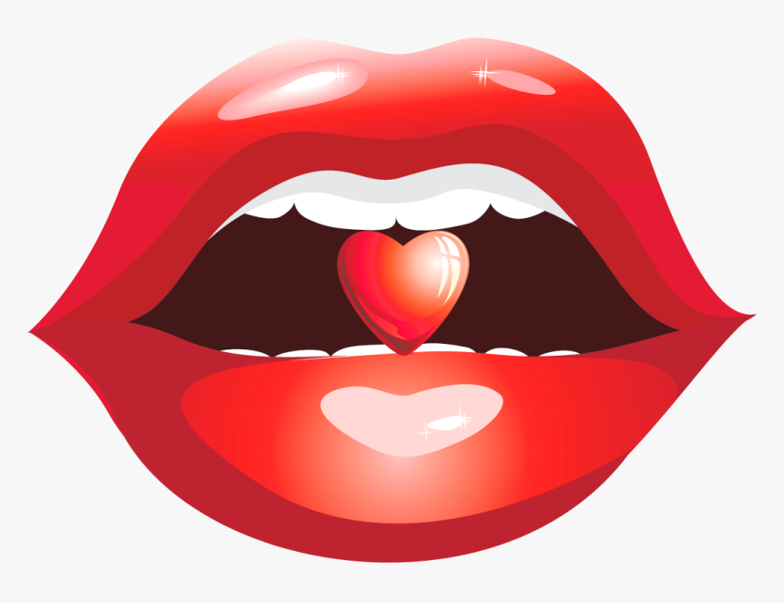 Red Lips With Heart Png Clipart Picture - Lips, Transparent Png