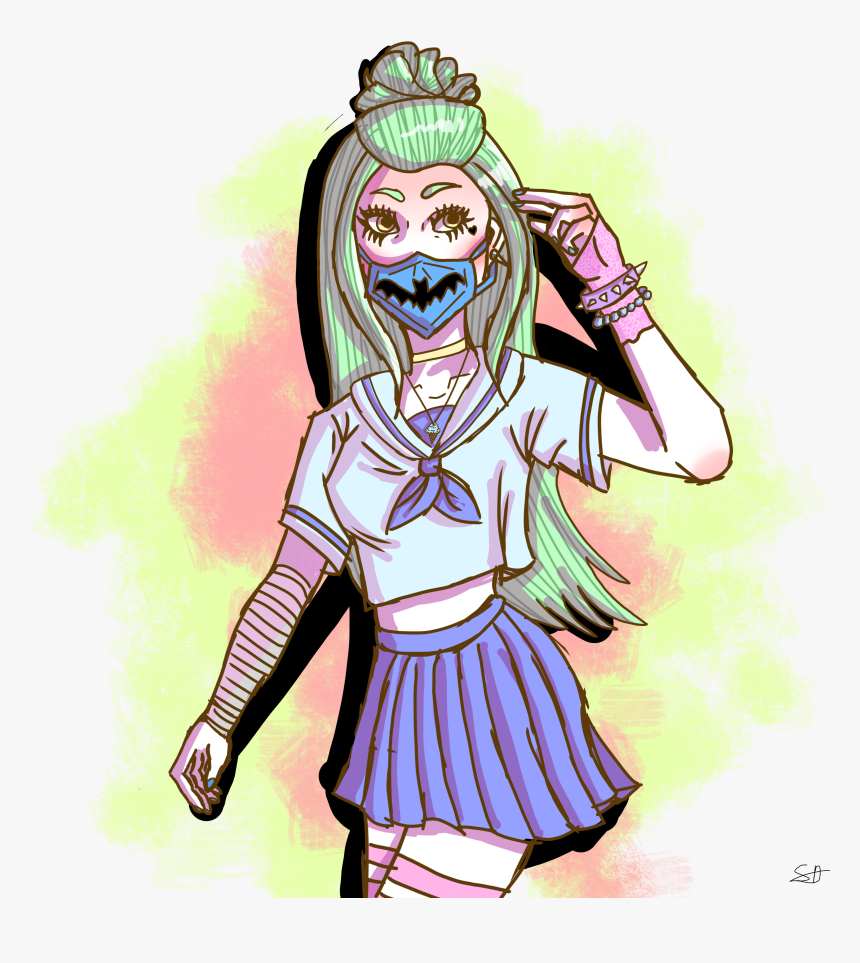 Grunge Pastel Anime Girl - Cartoon, HD Png Download