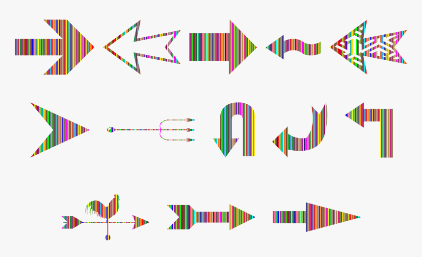 Variety Of Colorful Striped Arrows Clip Arts - Icon, HD Png Download