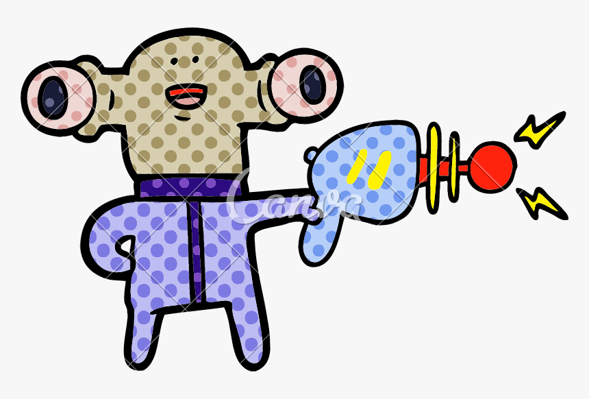 Friendly Cartoon Alien With Ray Gun - Raygun, HD Png Download