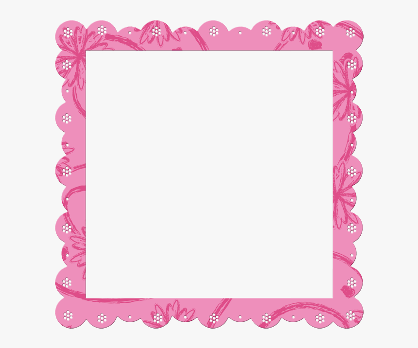 Pink Transparent Frame With Flowers Elements - Cute Pink Border Png, Png Download