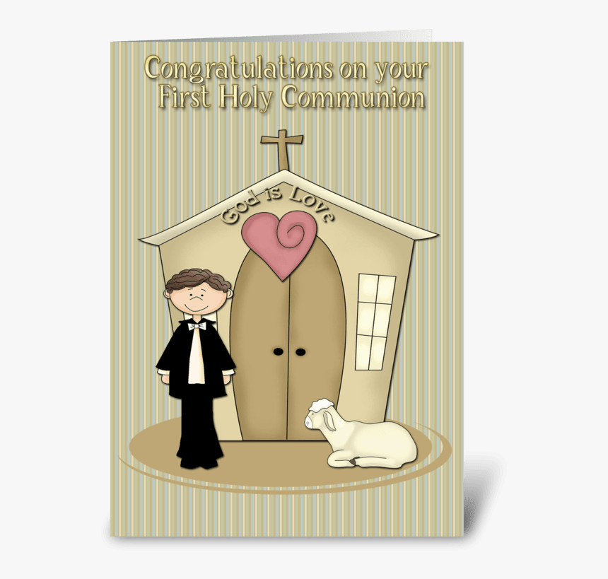 First Communion, Boy, Church, Lamb Greeting Card - Cartoon, HD Png Download
