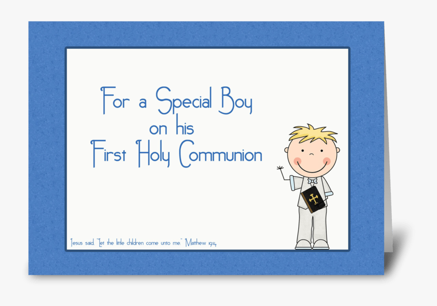 Holy Communion, Boy, Blue Greeting Card - Cartoon, HD Png Download