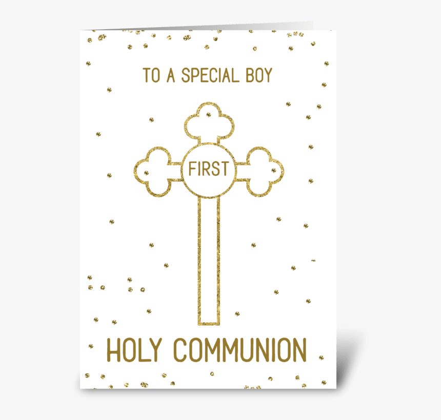 Boy First Holy Communion Gold Look Cross Greeting Card - First Communion, HD Png Download
