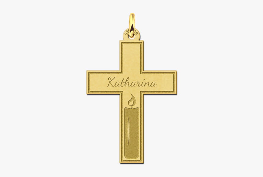 Golden Communion Cross With Engraving And Cut Out Candle - Cross, HD Png Download
