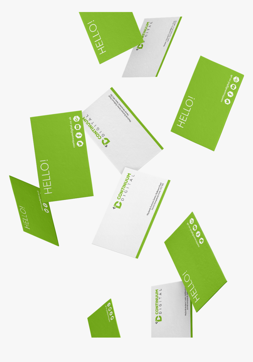 Continuum Digital Green Business Cards Falling - Business Card Green Png, Transparent Png