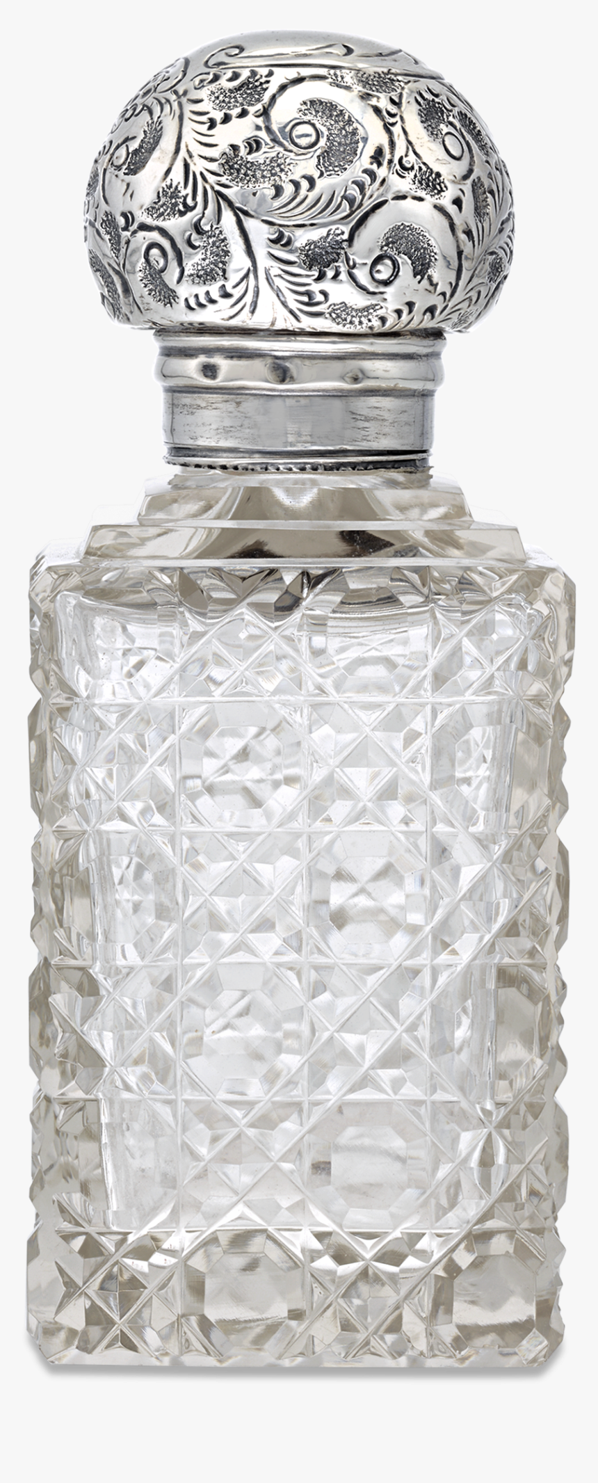 Square Cut Glass And Silver Perfume Flacon, HD Png Download