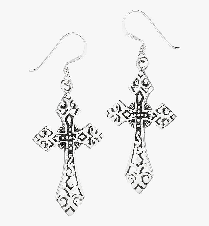 Sterling Silver Filigree Cross Earrings, HD Png Download