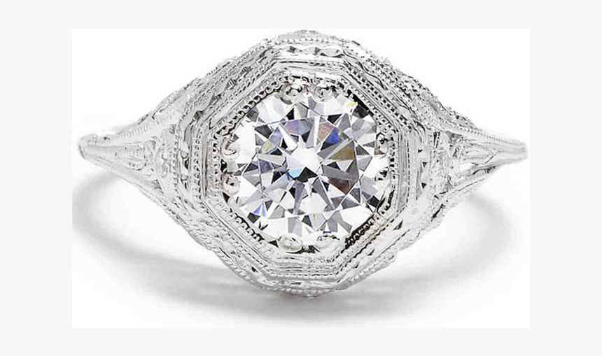 Beverley K Vintage-inspired Engagement Ring With Filigree, HD Png Download