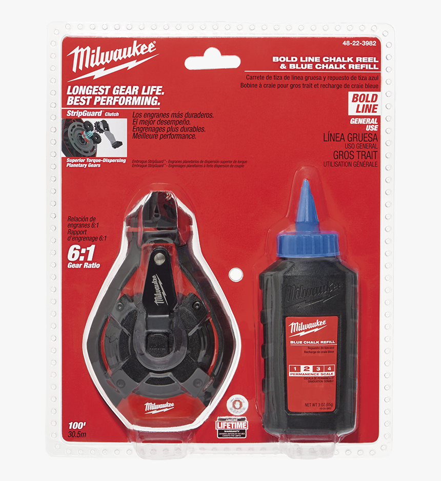30m Bold Line Chalk Reel Kit W/ Blue Chalk - Milwaukee Aluminum Chalk Line, HD Png Download