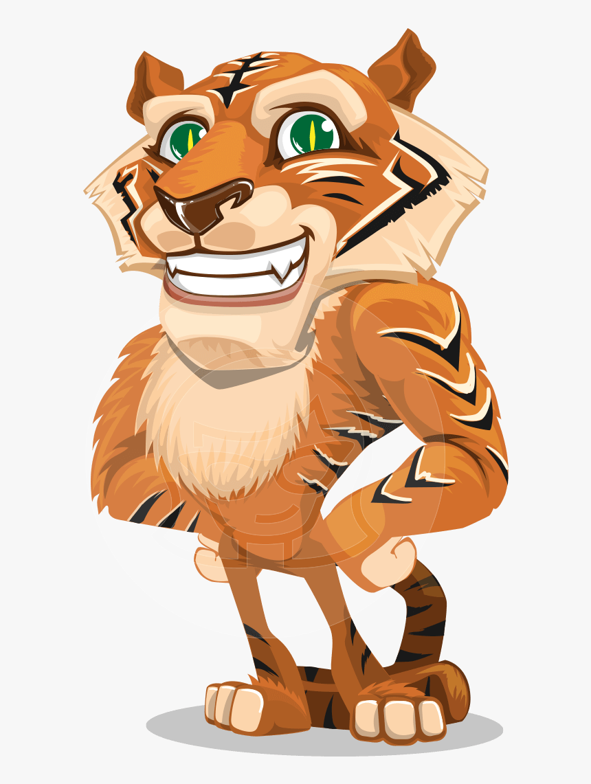 Transparent Character Vector Png - Tiger Cartoon Vector Png, Png Download