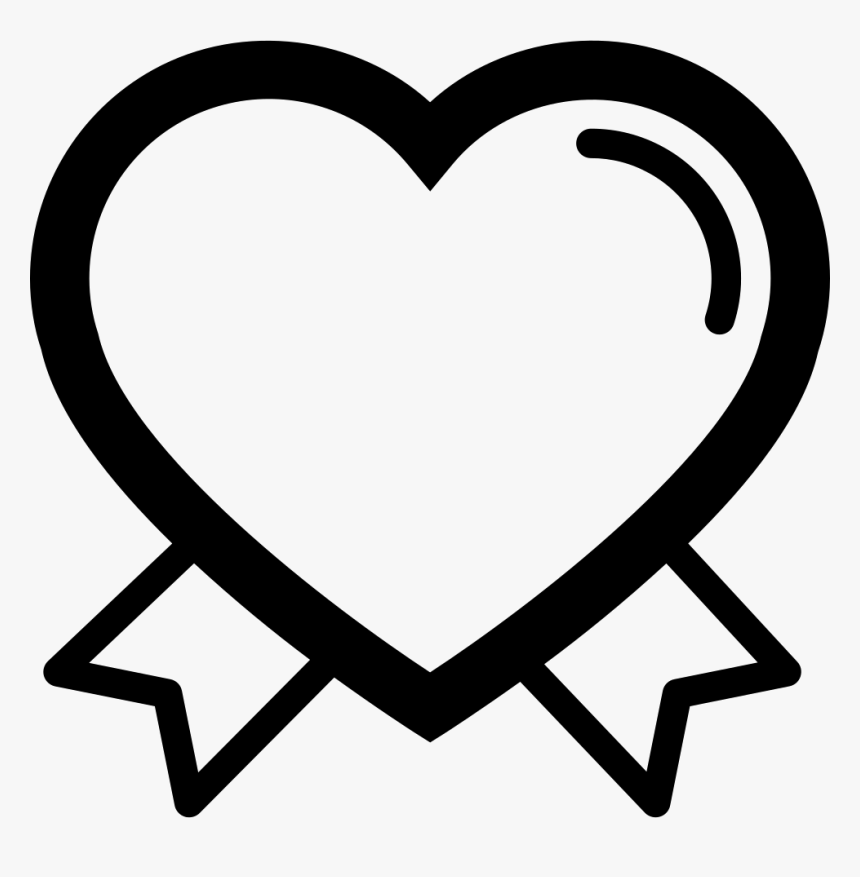 Valentines Heart Outline Shape With Ribbon Tails Couple - Random Shapes And Symbols, HD Png Download