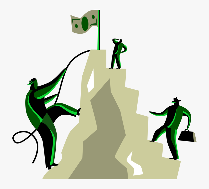 Vector Illustration Of Business Associates Climb Mountain - Climbing Mountain Clip Art, HD Png Download
