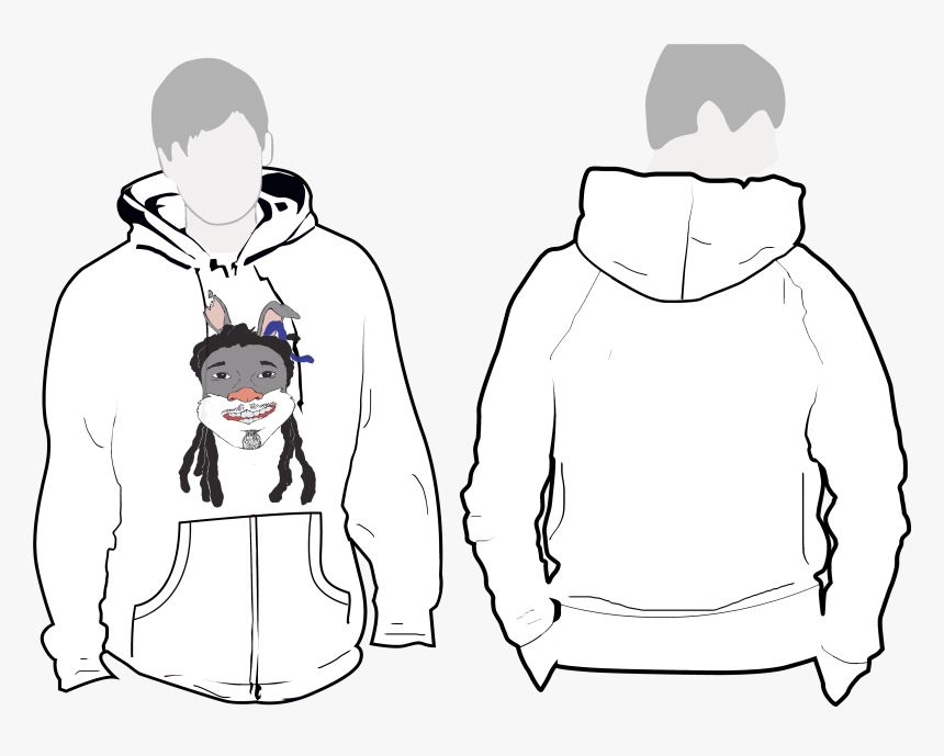 White Hoodie Beware Of The Hare - Hoodie Template, HD Png Download