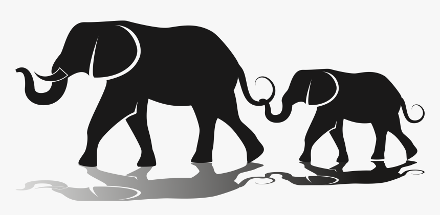 Drawing Hole Elephant - Elephant Family Clip Art, HD Png Download