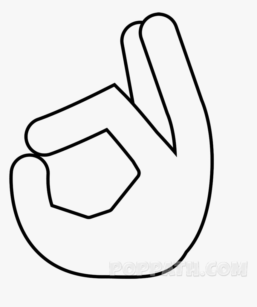 Ok Sign Emoji Png Image Black And White Stock - Ok Hand Emoji Drawing, Transparent Png