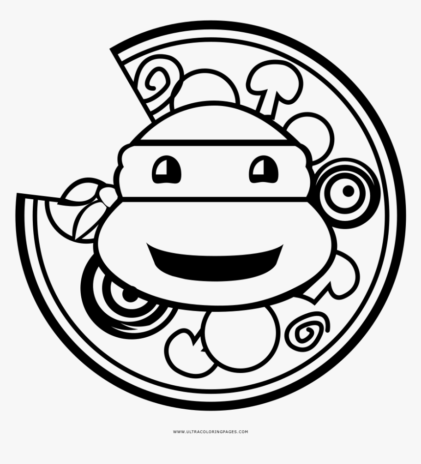 Tortilla De Tortuga Ninja Página Para Colorear - Ninja Turtle Pizza Black And White, HD Png Download