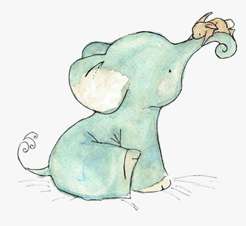 Cute Little Elephant Printmaking Child Painting Drawing - Cuteness, HD Png Download