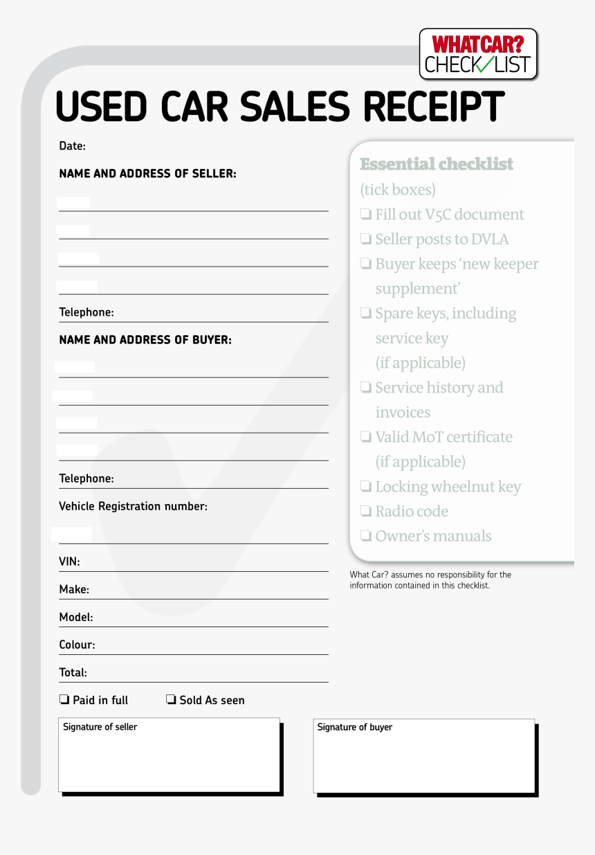Full Size Of Simple Car Sale Receipt Private Qld Template, HD Png Download  , Transparent Png Image - PNGitem