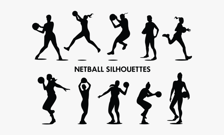 Netball Player Silhouettes Vector - Netball Silhouettes, HD Png Download