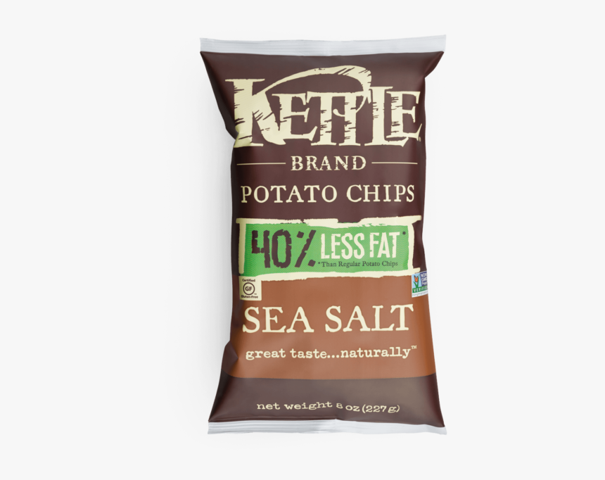 Sea Salt 40% Less Fat Potato Chips - Kettle Chips 40 Less Fat, HD Png Download