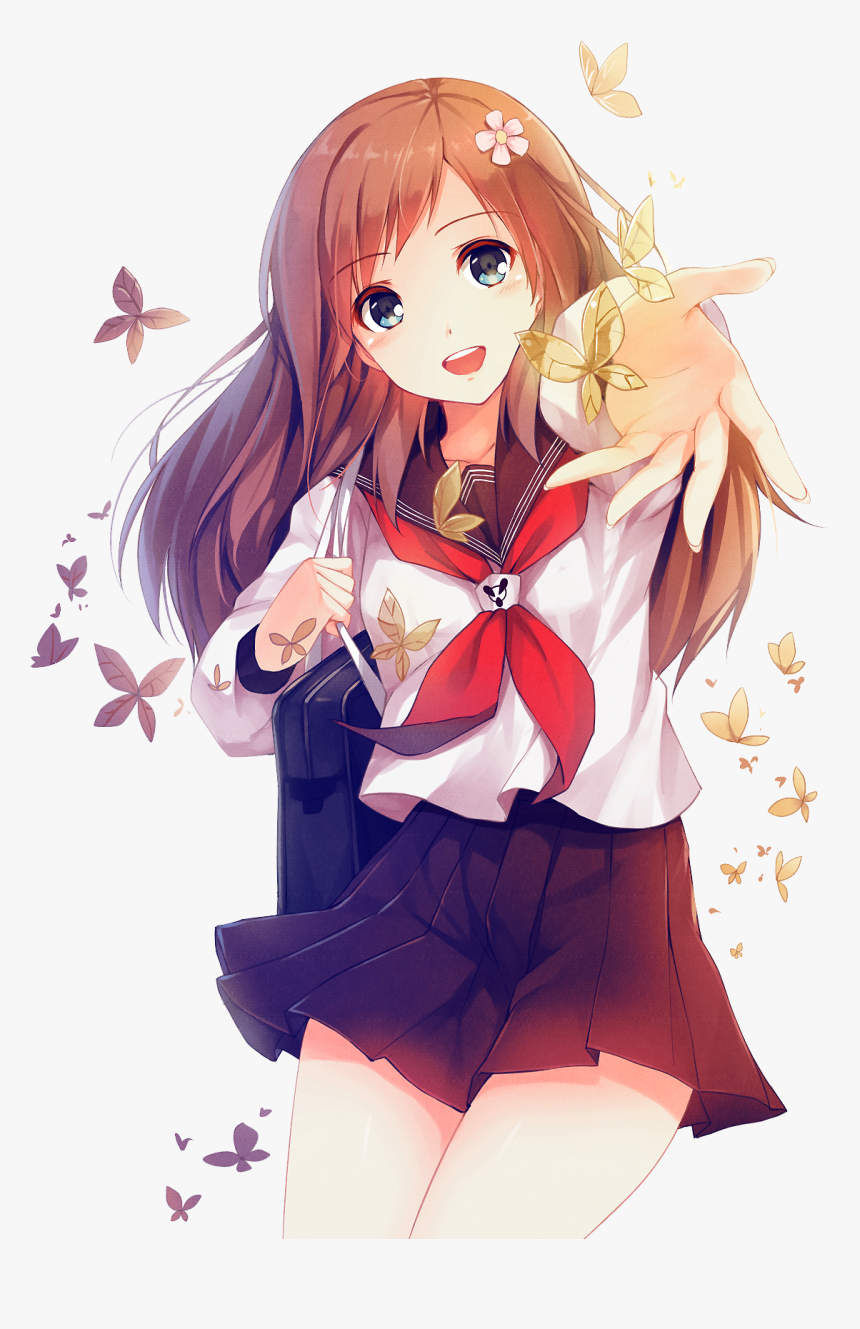 Favorite Border Favorite - Anime Girl With Uniform, HD Png Download